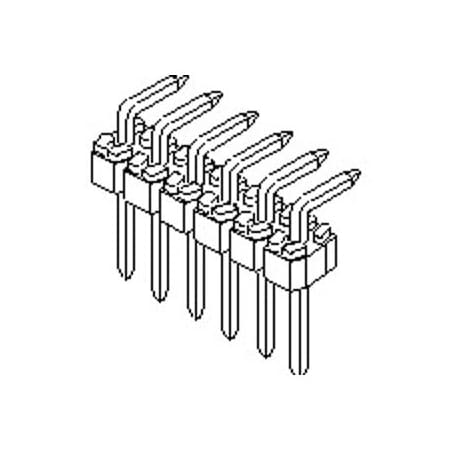Molex Board Connector, 40 Contact(S), 1 Row(S), Male, Right Angle, 0.1 Inch Pitch, Solder Terminal, Black 901210800